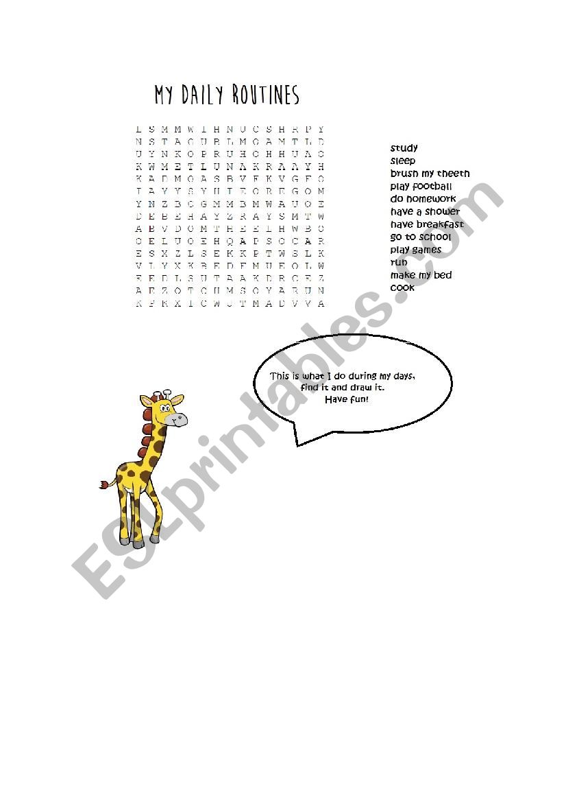Daily routines worksheet