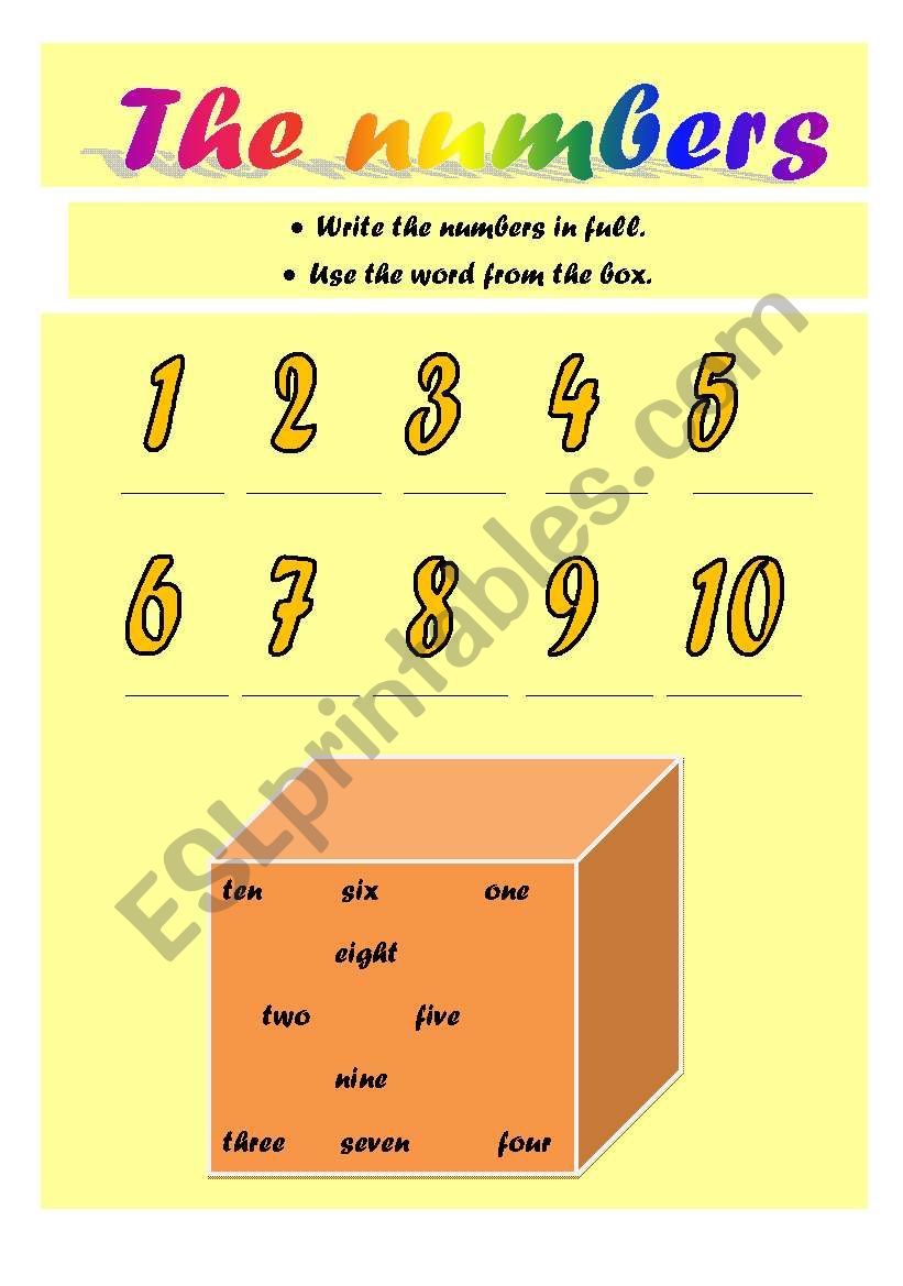 The numbers - 1 to 10 worksheet