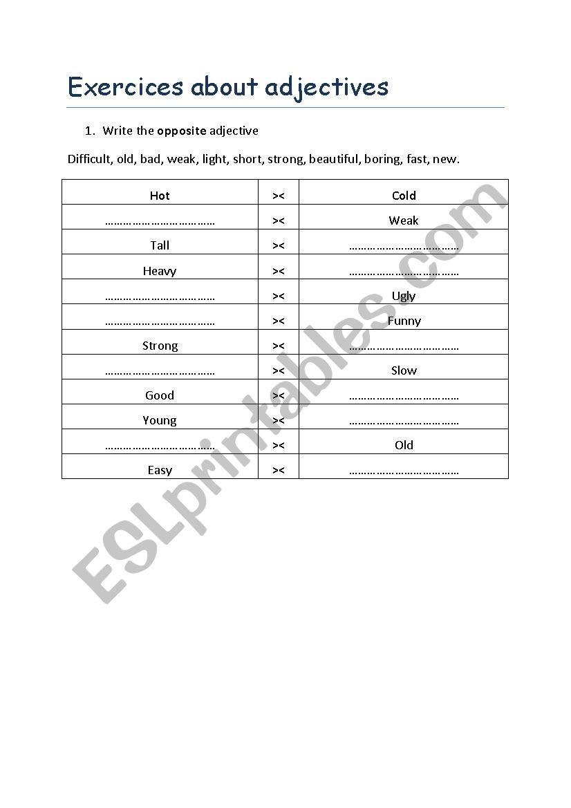 comparative  worksheet