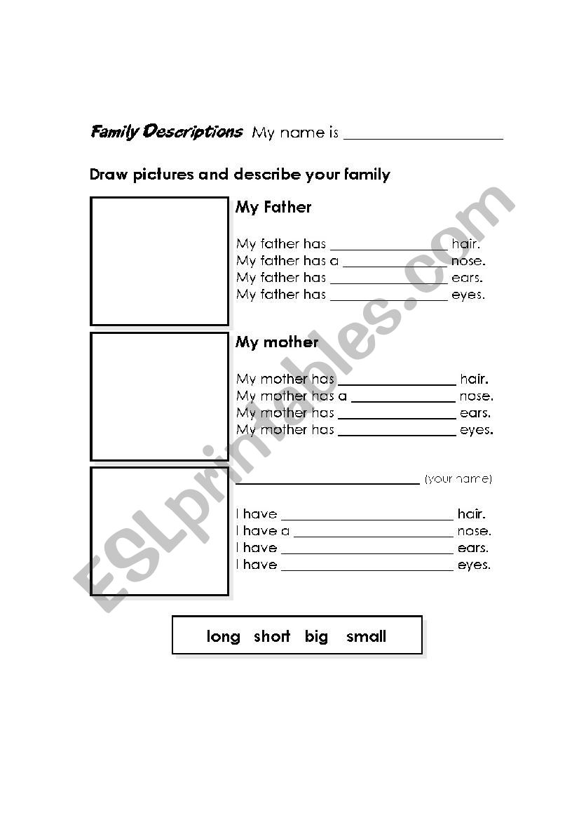 Family members puzzle worksheet
