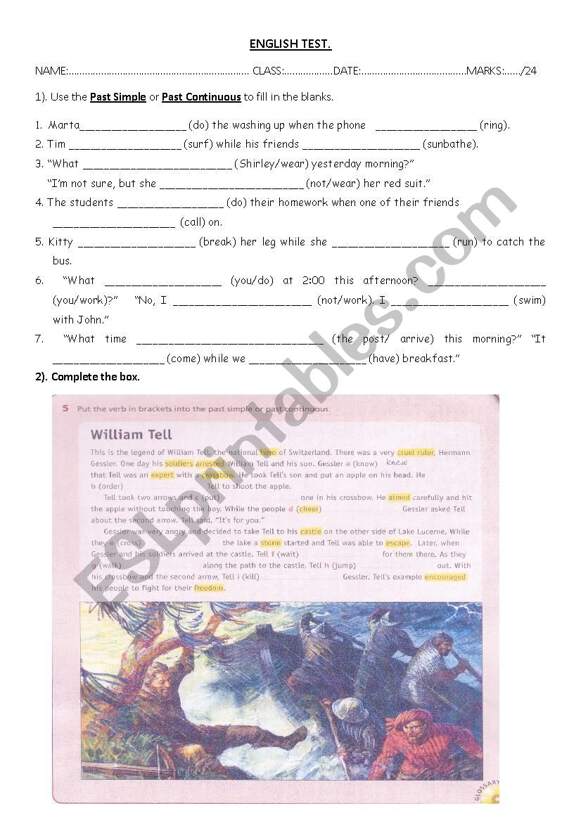 english test grammar 3 worksheet
