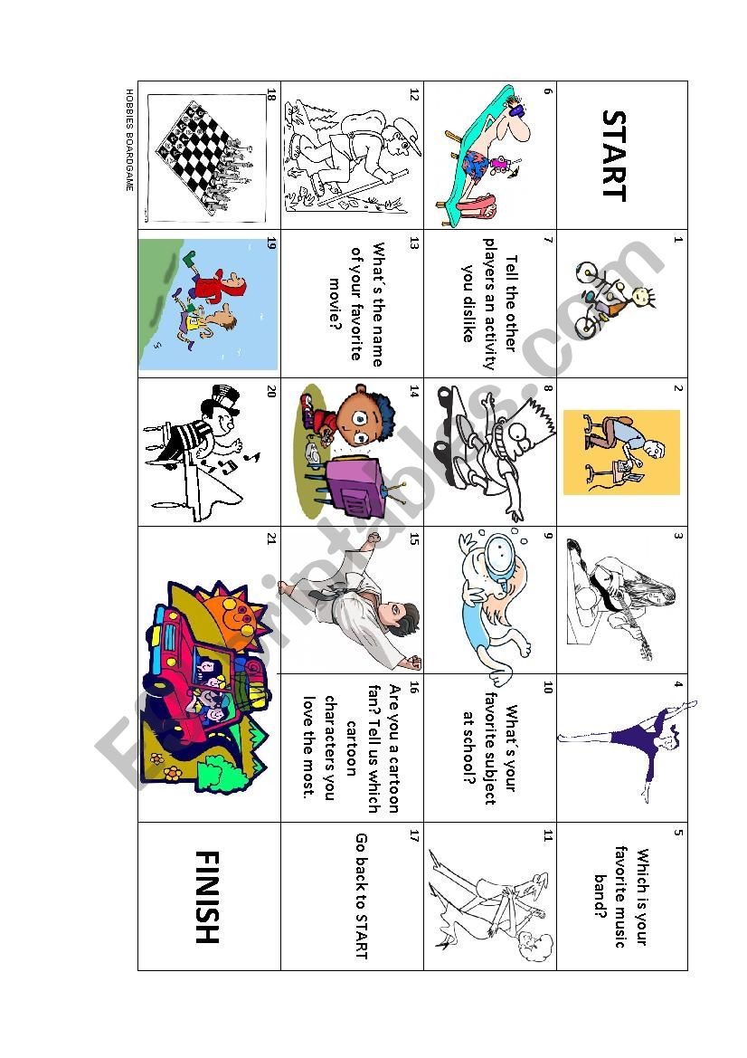 Boardgame hobbies  worksheet