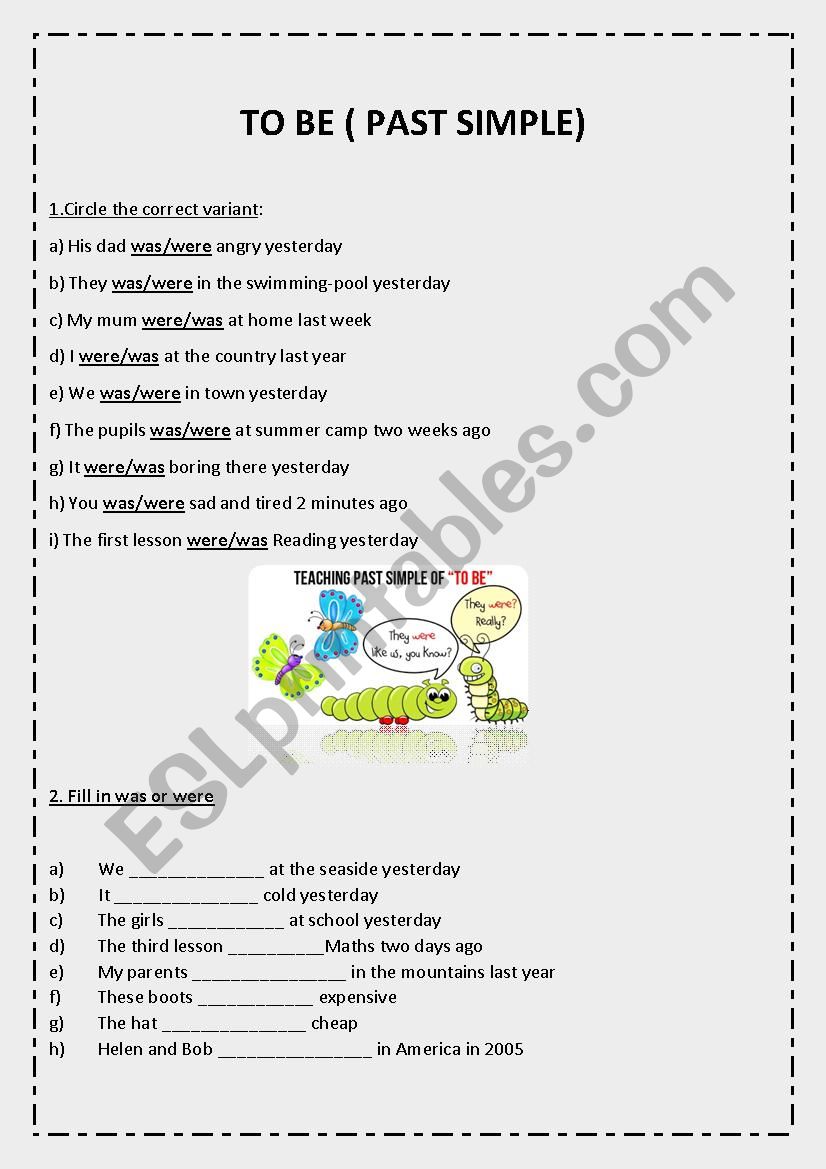 To be Past Simple worksheet