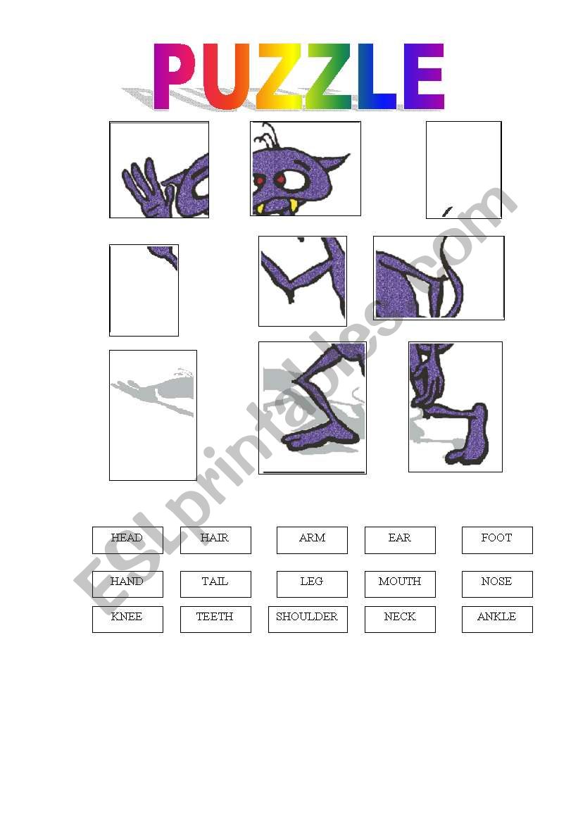 Puzzle monster worksheet