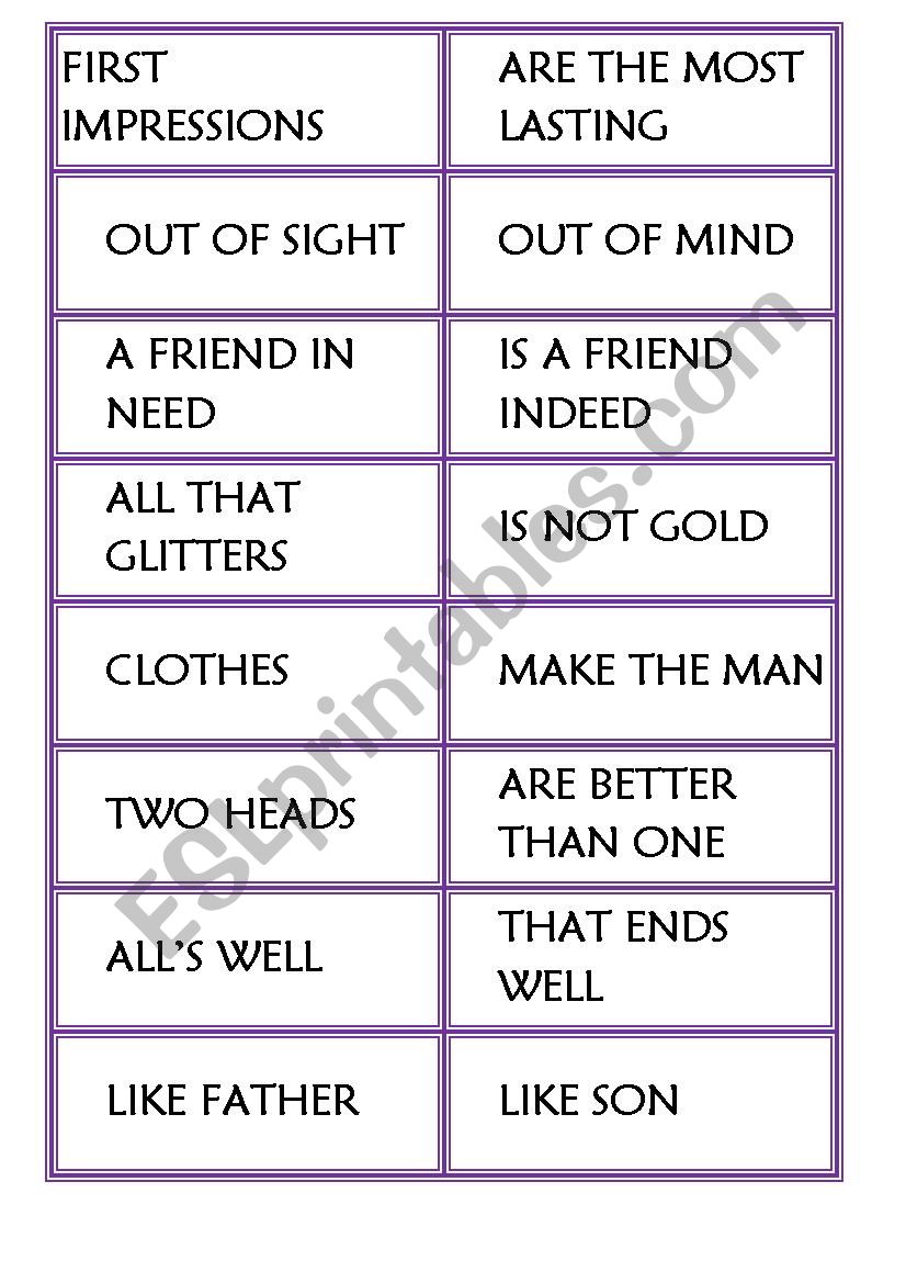 Proverbs worksheet