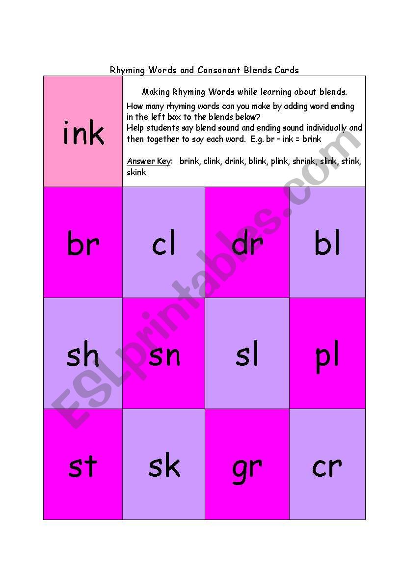 Rhyming Blends worksheet