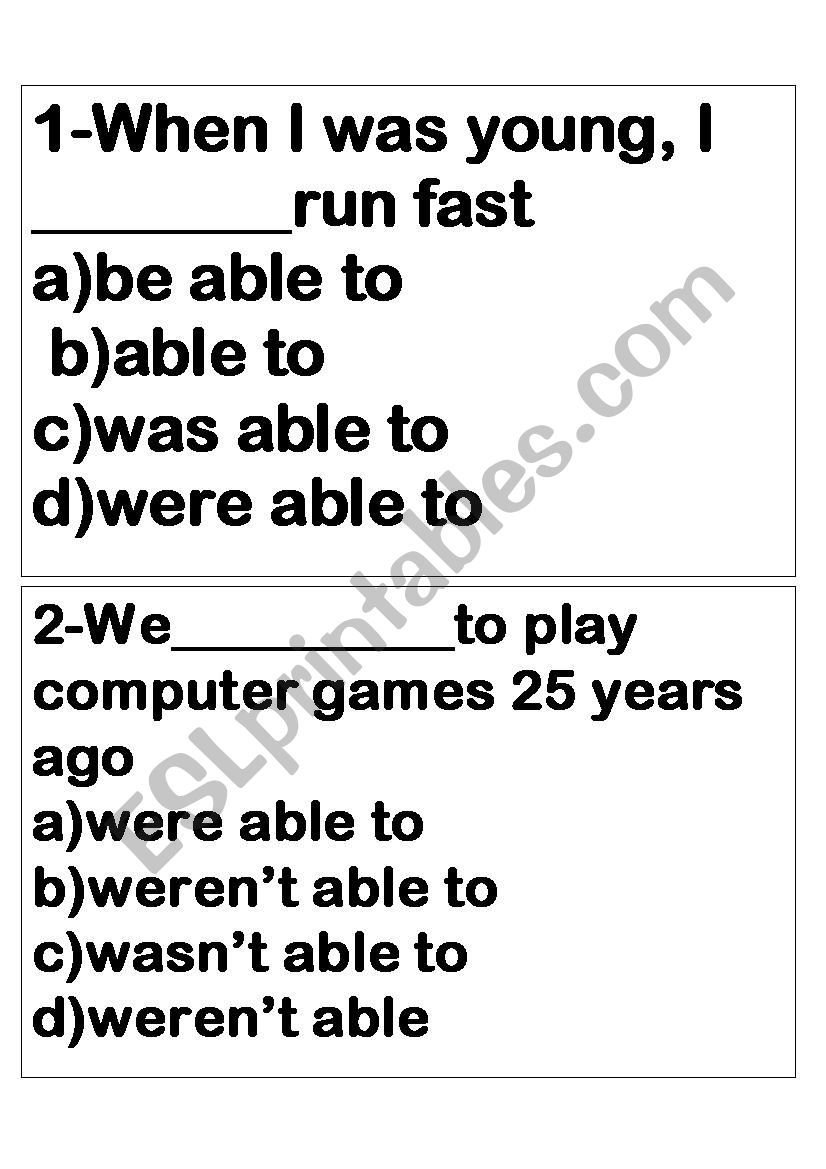 Be able to speaking and grammar game