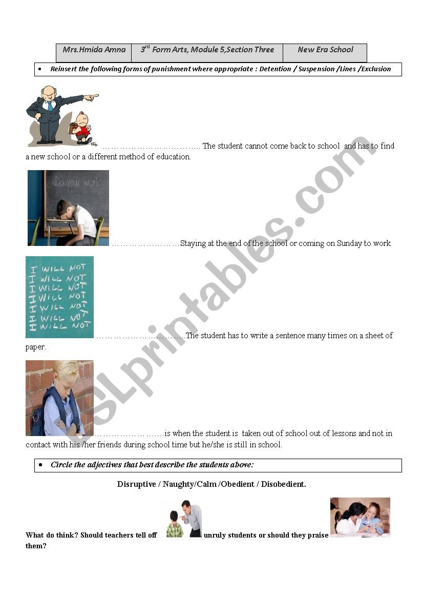 Education worksheet