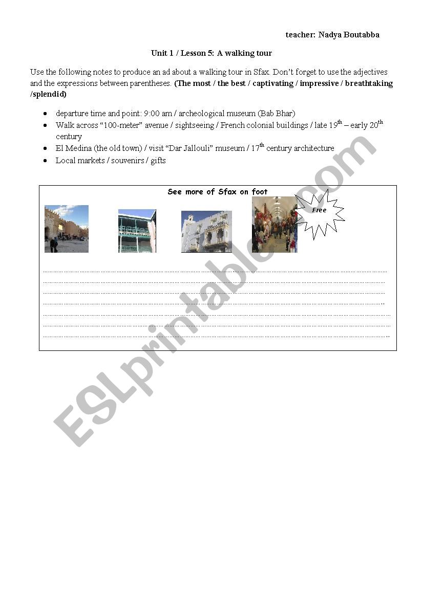 Unit 1 Lesson 5/ A walking tour