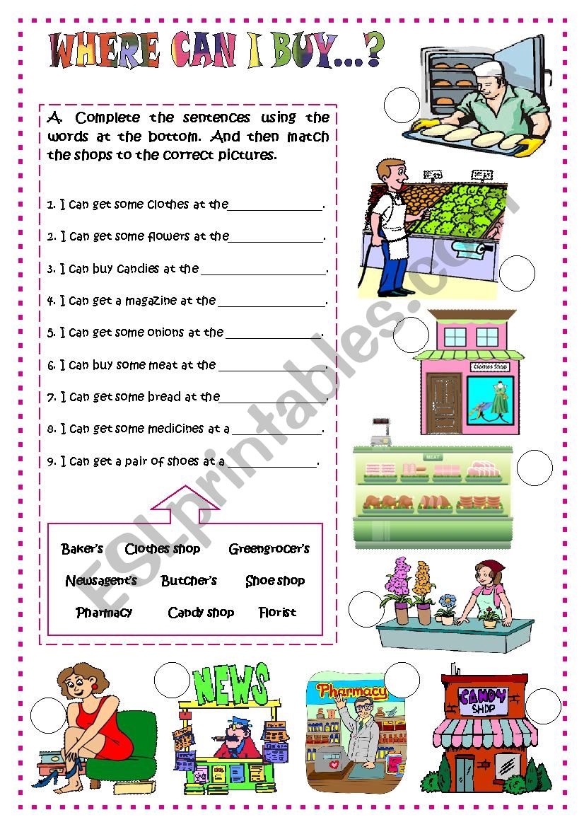 Where can I buy...? worksheet