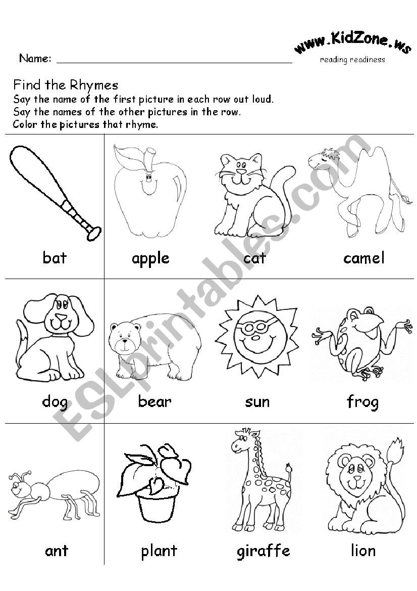 rhyming worksheet