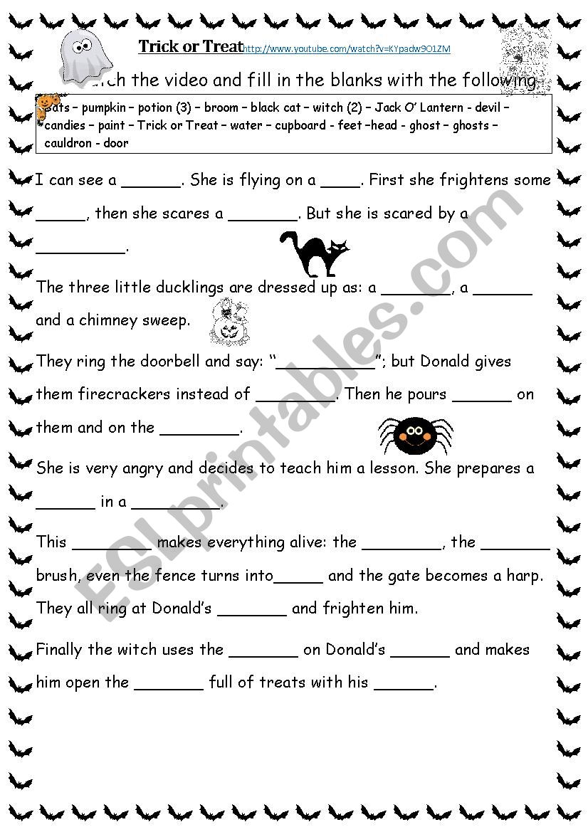 Trick or Treat worksheet