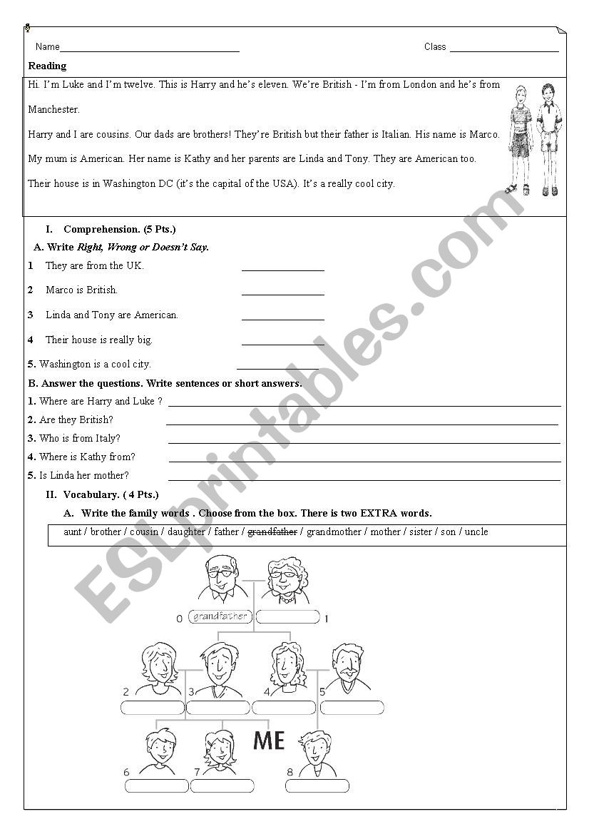 Global test for first year students. 