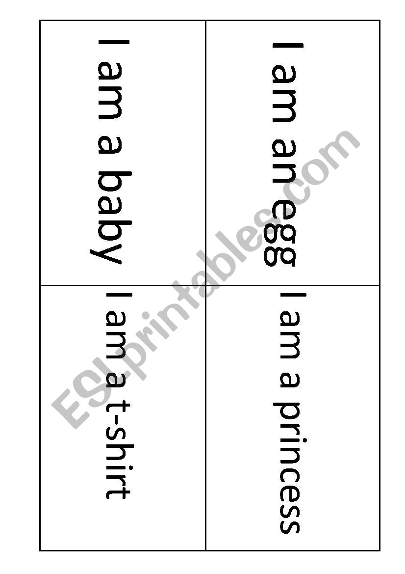 I am a... (cards) worksheet