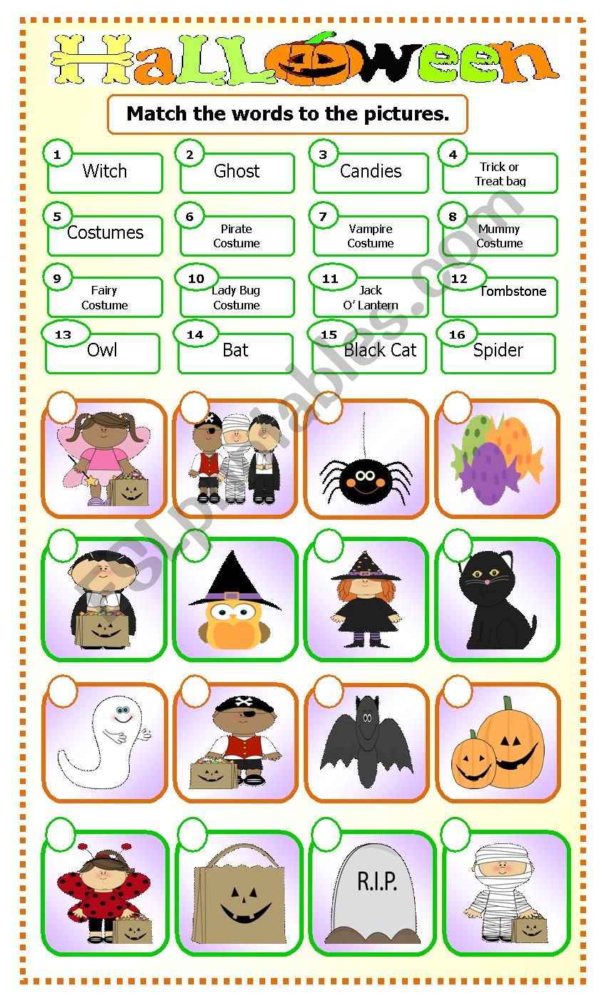  Halloween  matching  2 ESL worksheet  by teacher 78