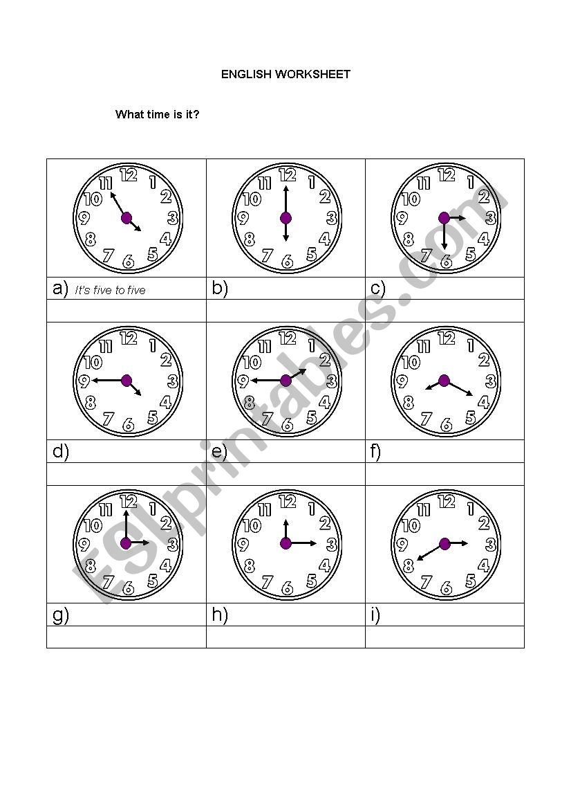 What time is it? worksheet