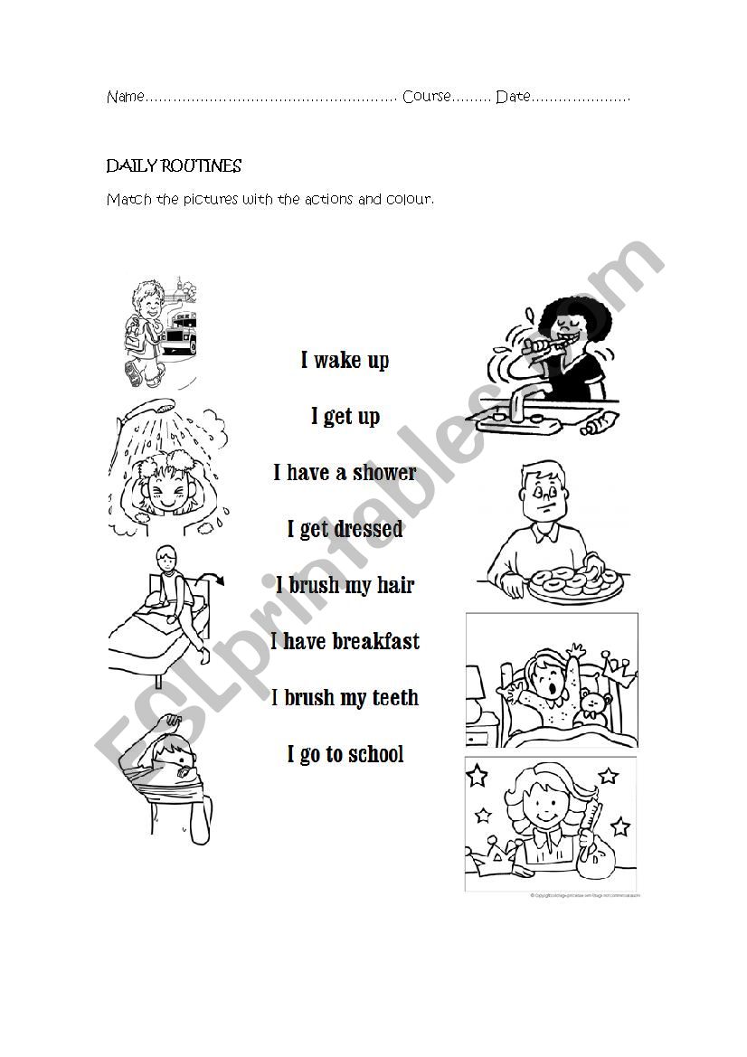 Daily routines worksheet