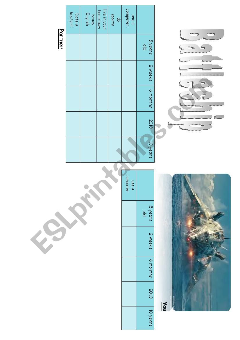 Battleship worksheet