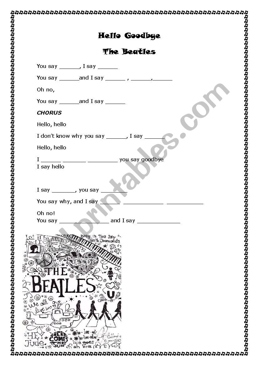 Hello Goodbye worksheet