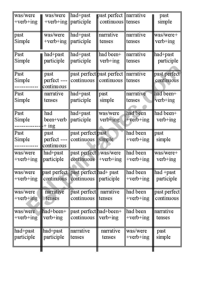 past tense domino worksheet