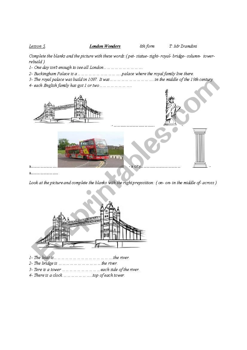 London wonders worksheet