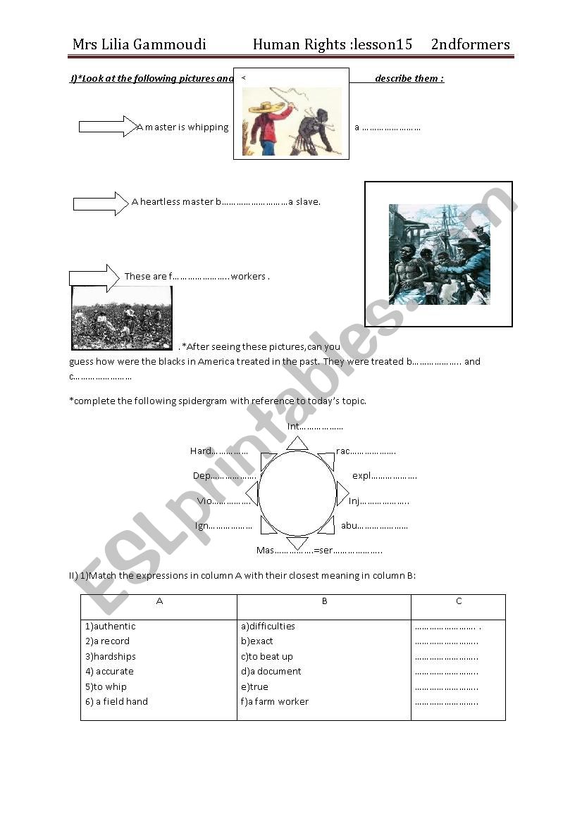 human rights worksheet