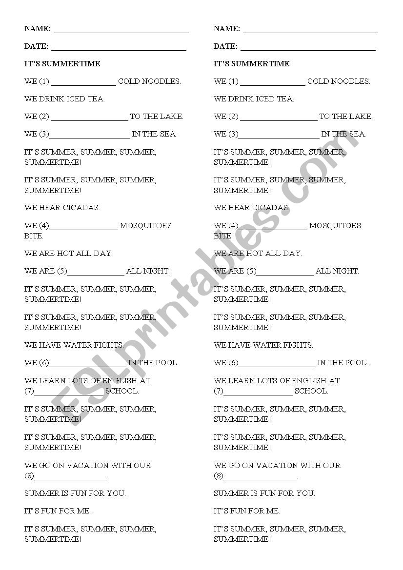 it-s-summertime-esl-worksheet-by-marcia-scarpari