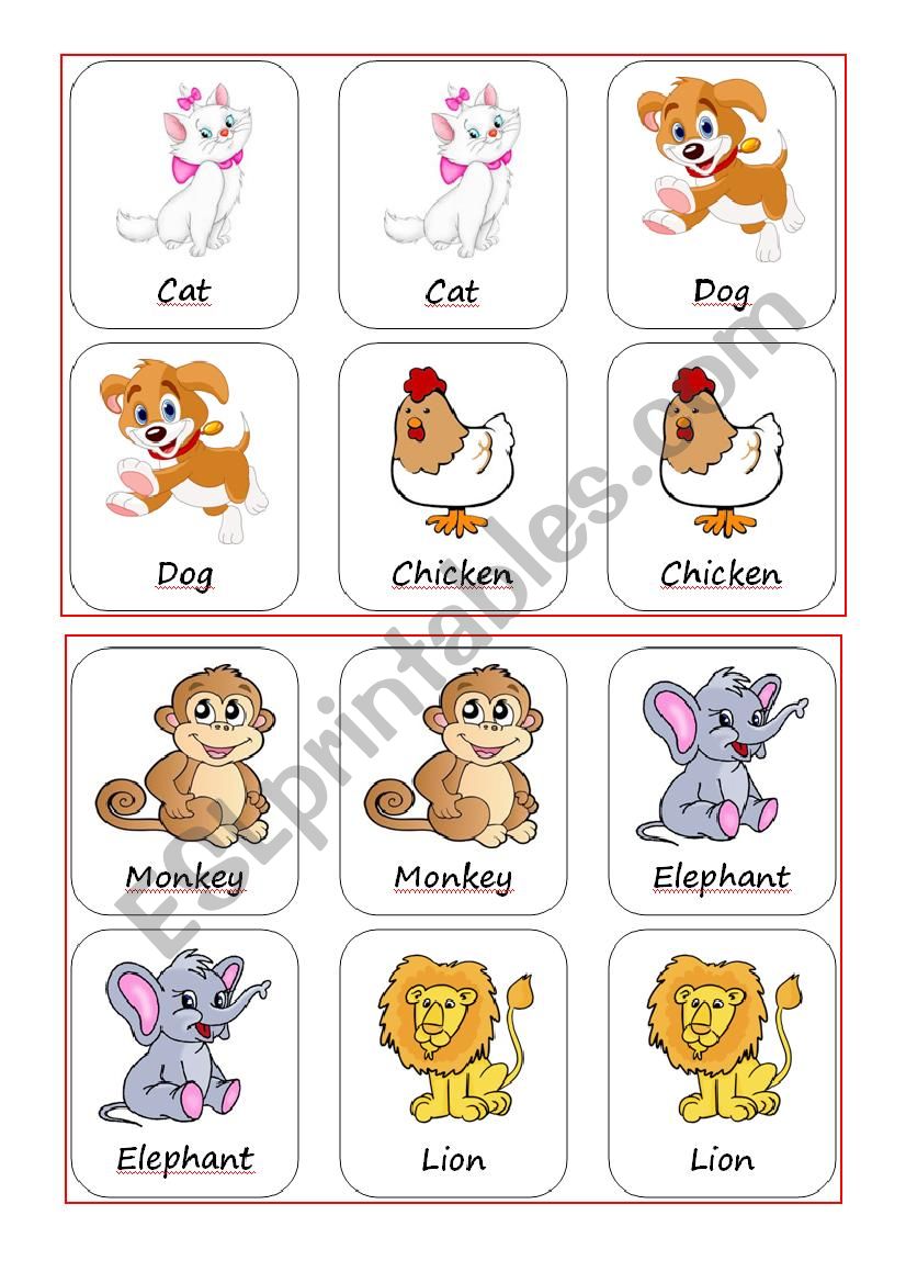 Animals Memory Game worksheet