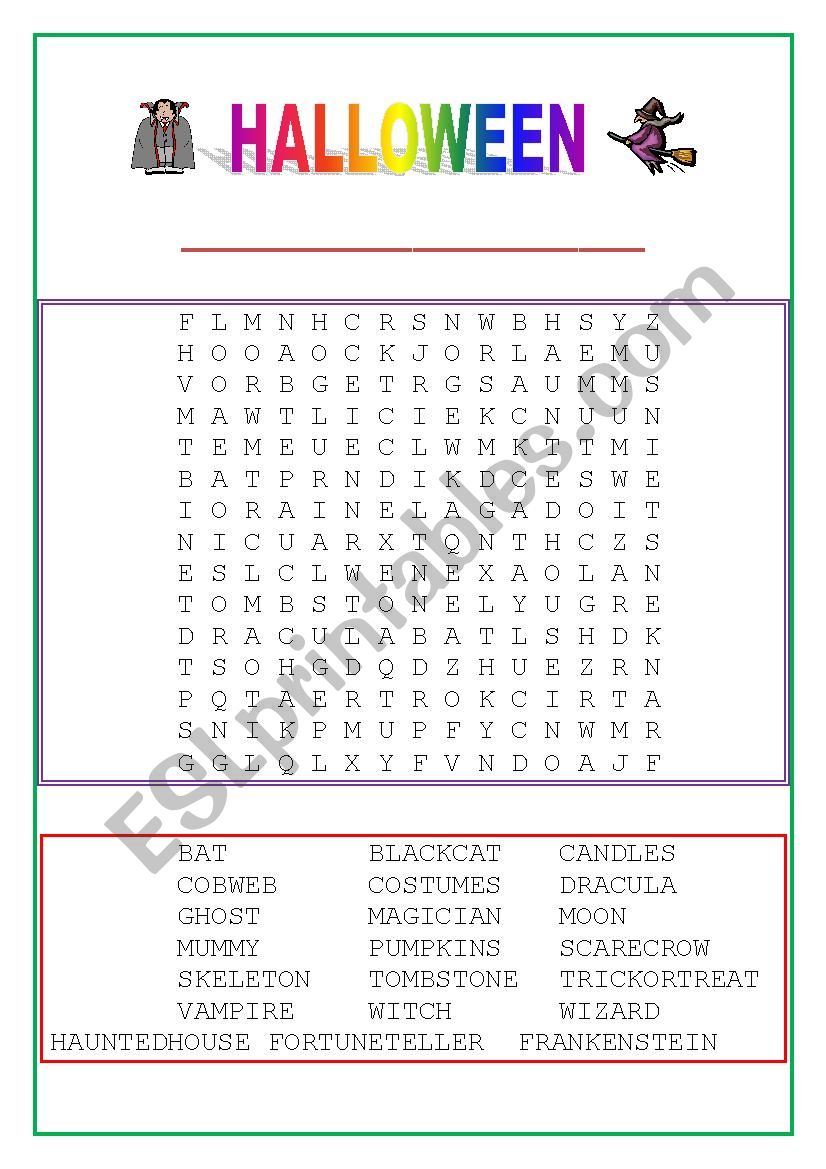 HALLOWEEN Wordsearch worksheet