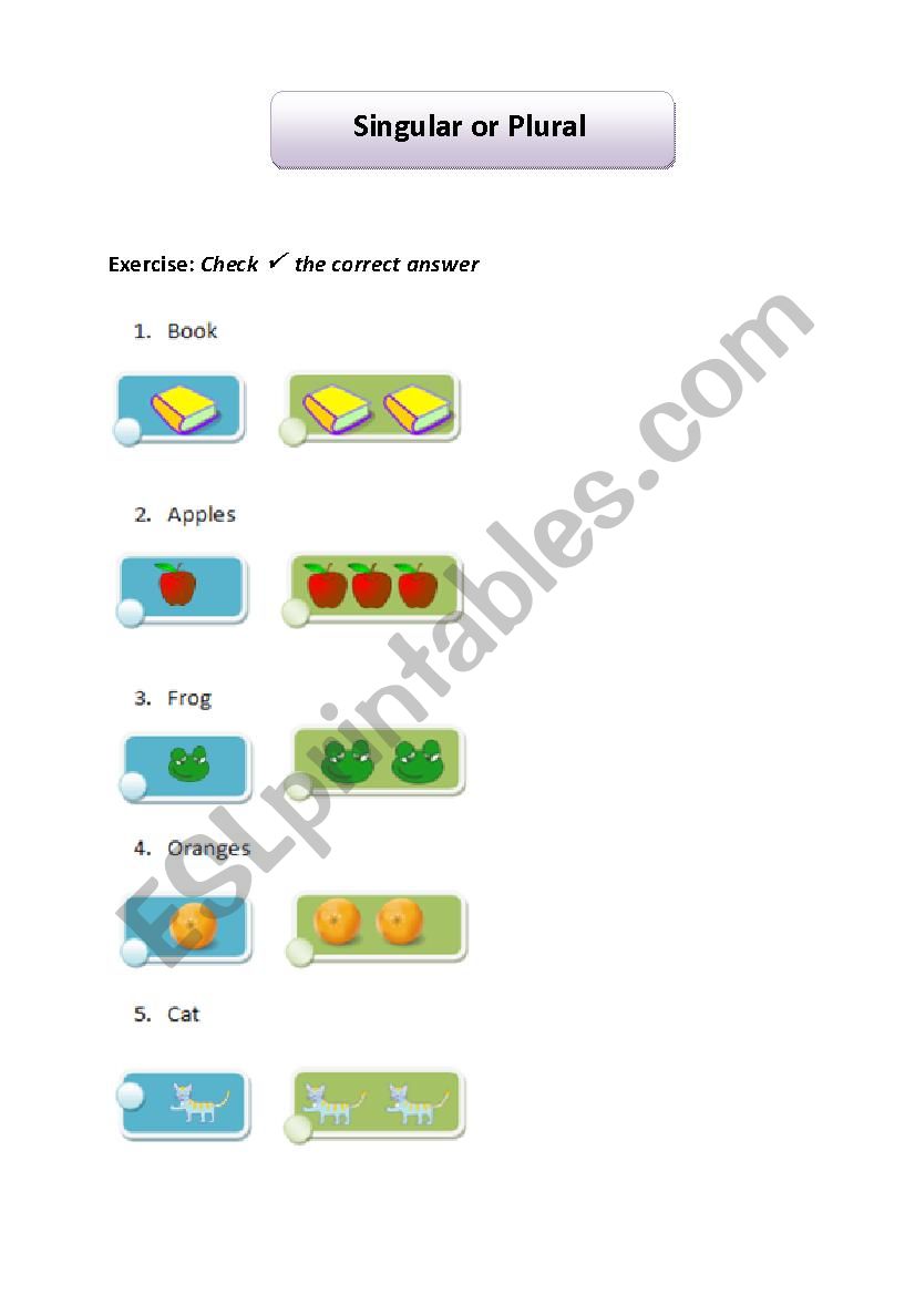 Singular or plural worksheet