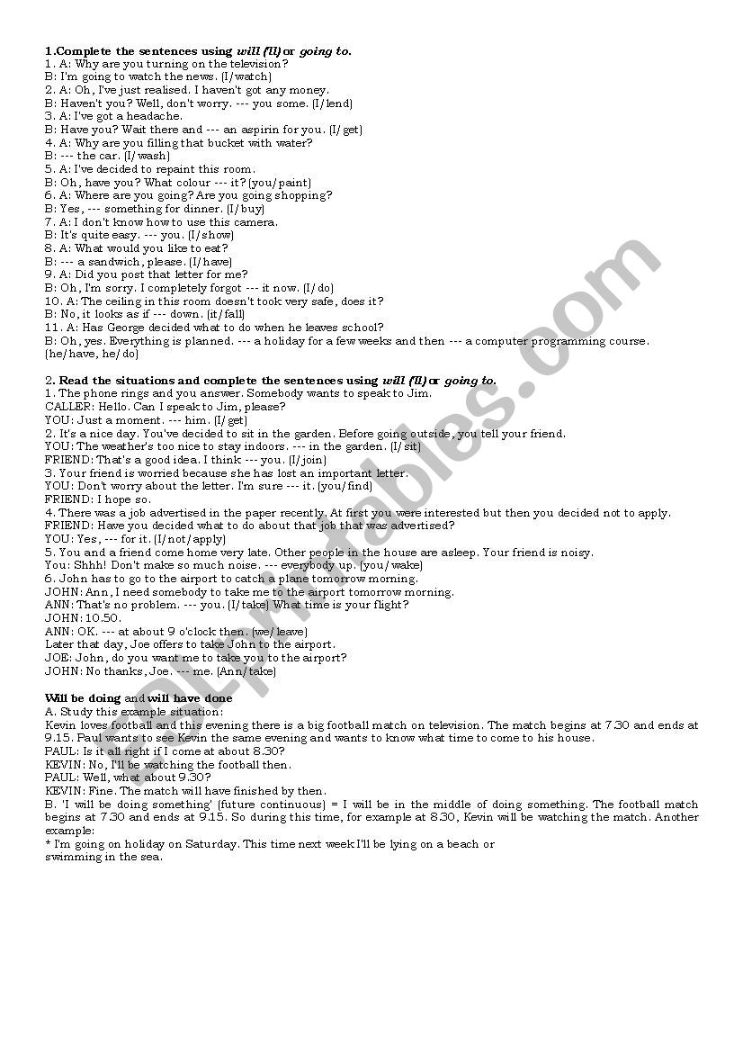 The Futeure Tenses worksheet