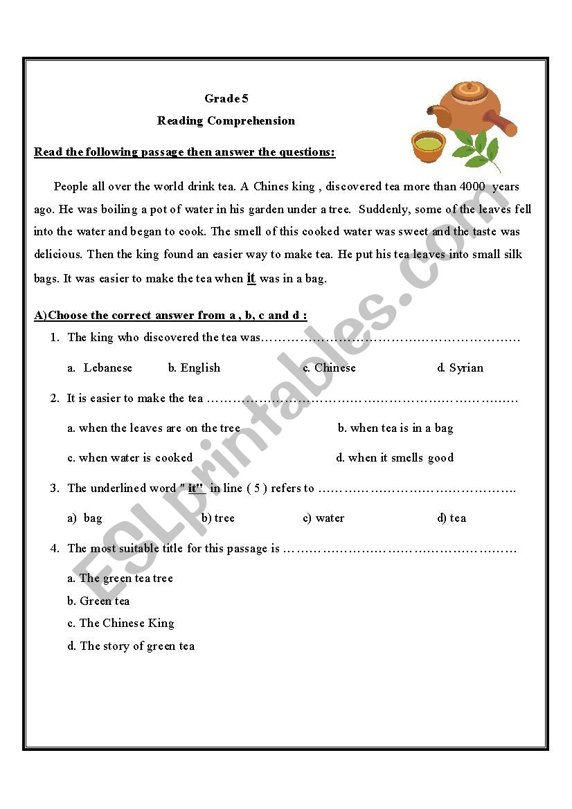 Reading Comprehension worksheet