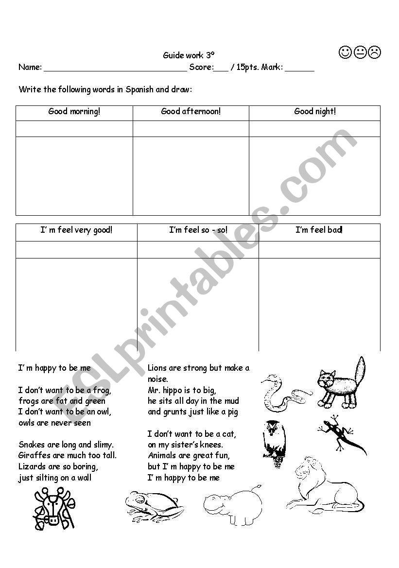 greeting and song worksheet