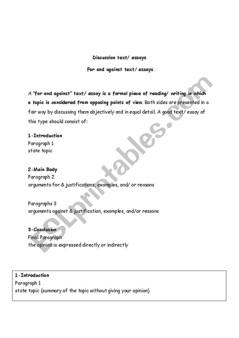 discussion lay out worksheet