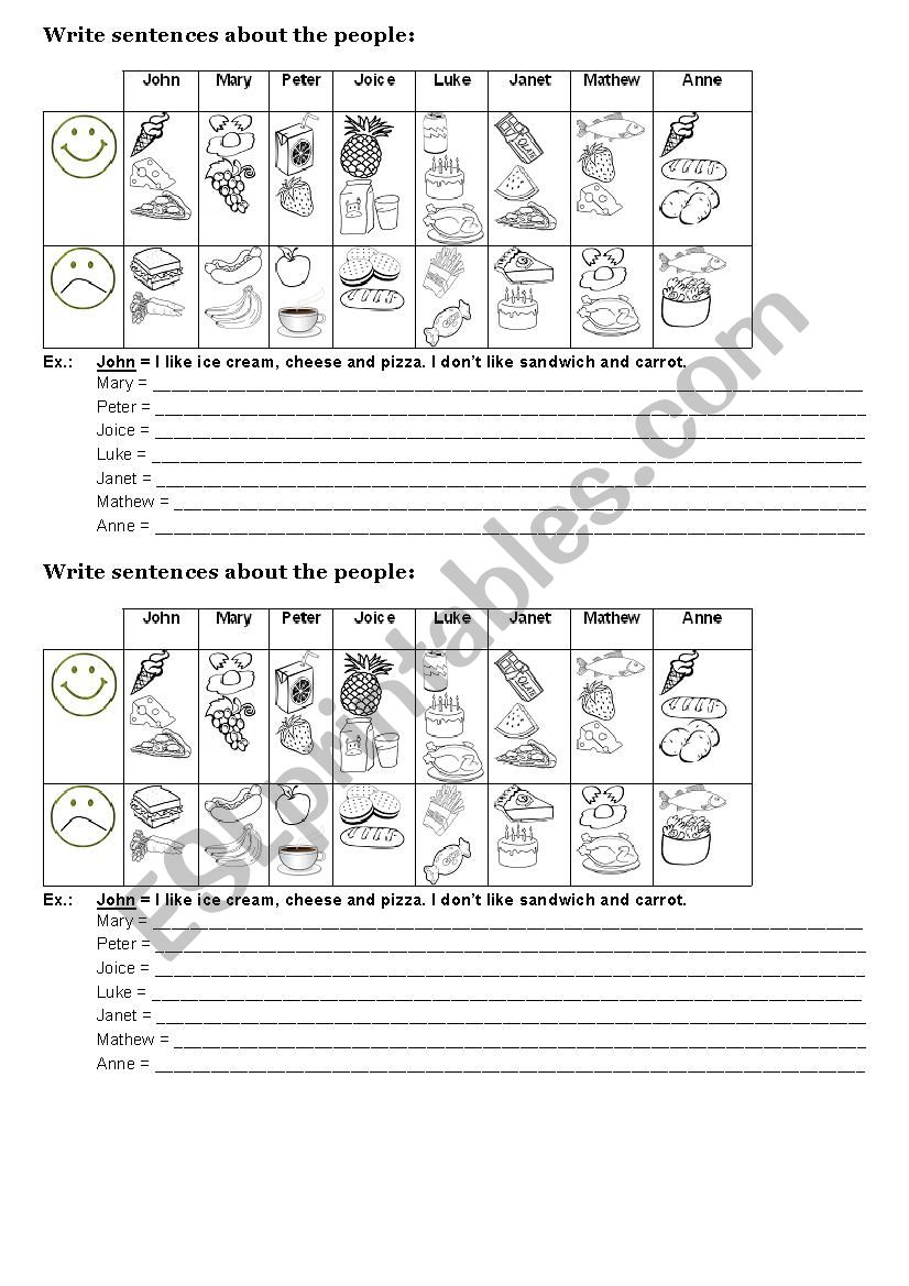 Like donÂ´t like worksheet