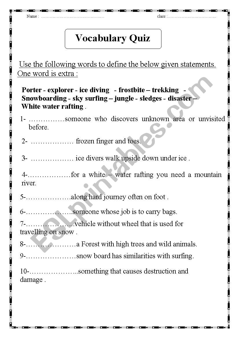 quiz explorer worksheet