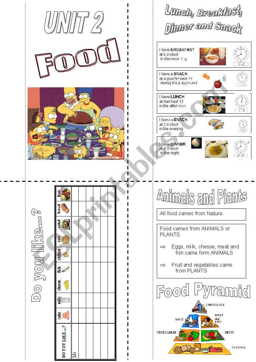 Food mini book worksheet
