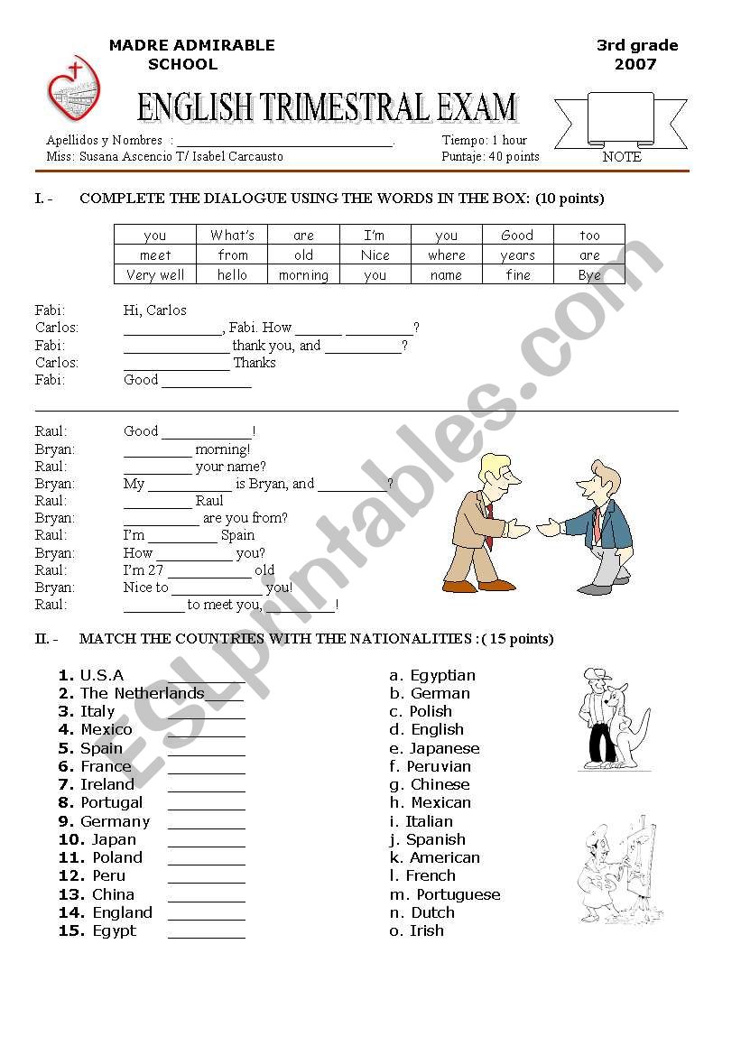 english exam for teenagers worksheet