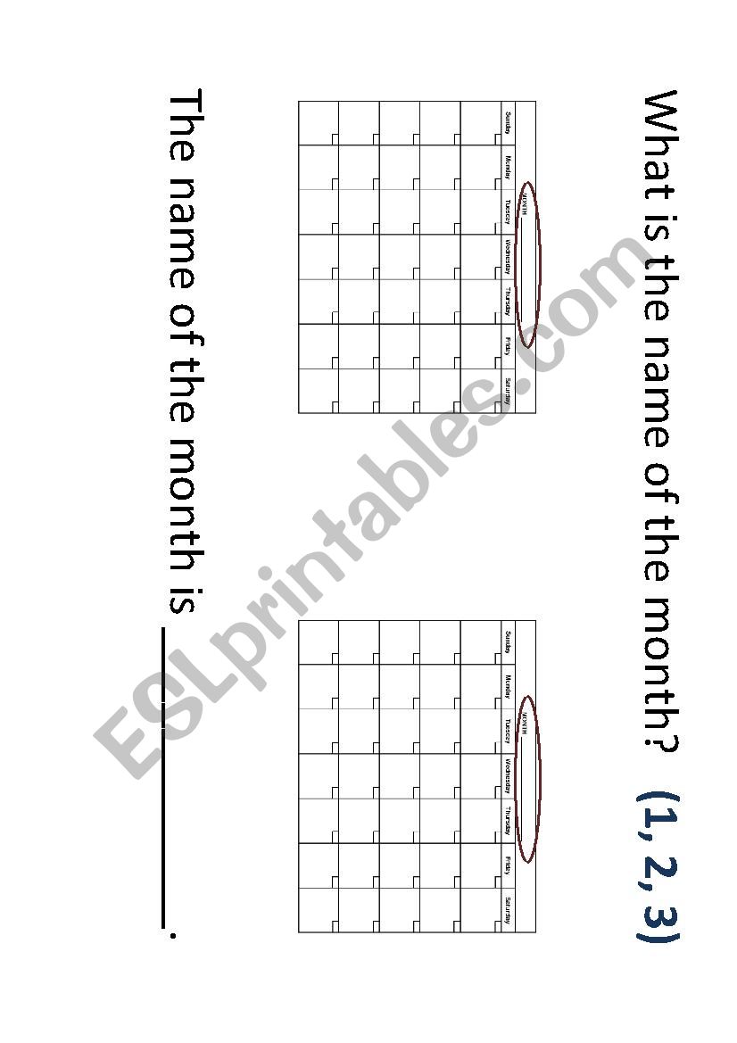 Calendar Oral Prompting Cards worksheet