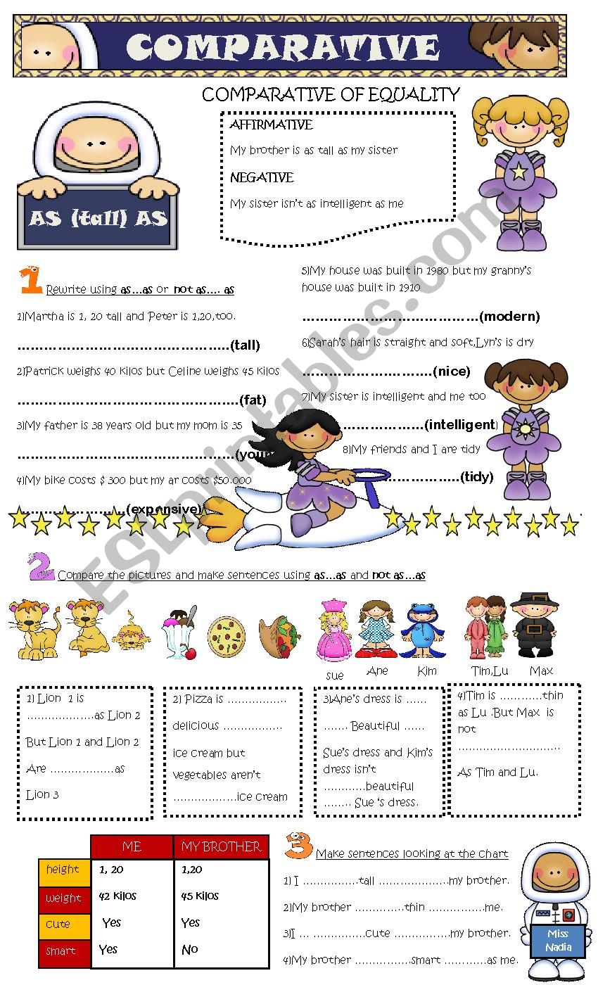 comparative - as...as worksheet