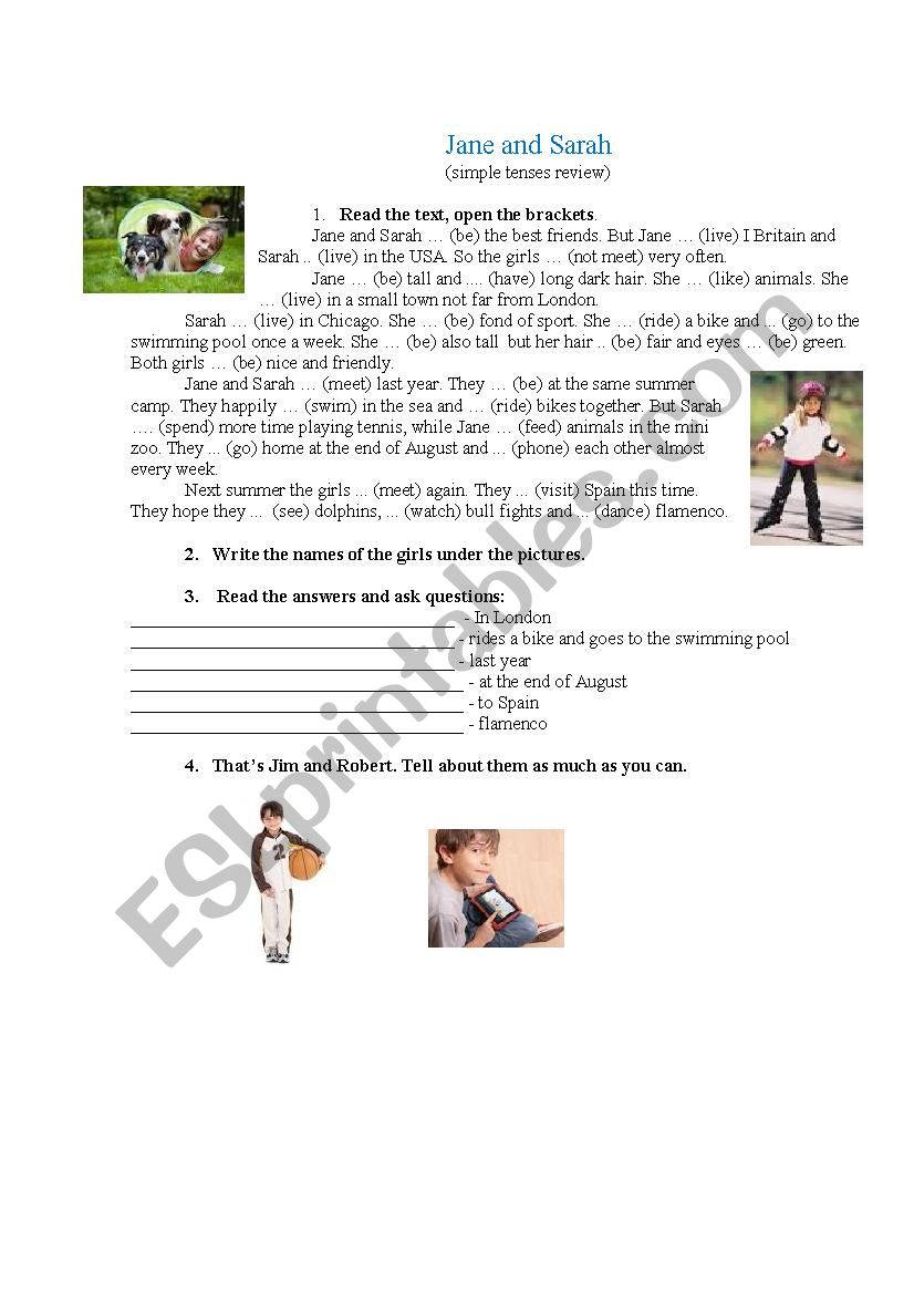 Simpla tenses review worksheet