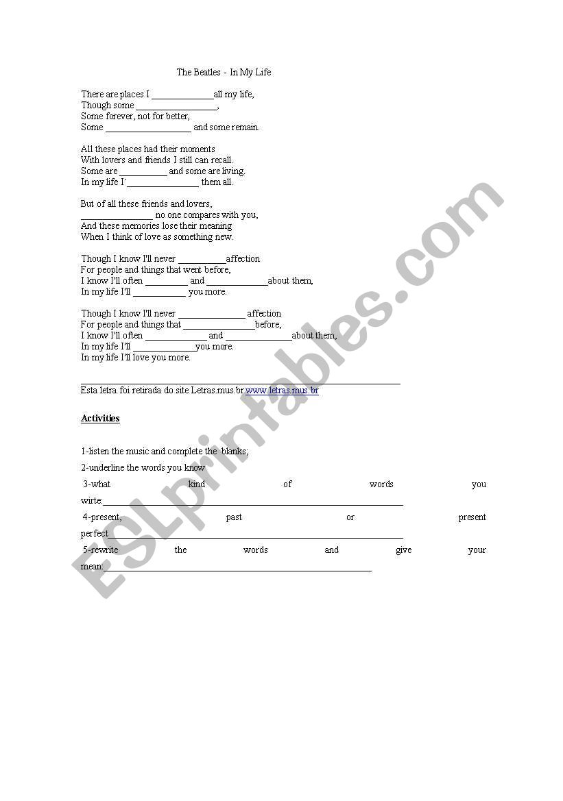 Music worksheet