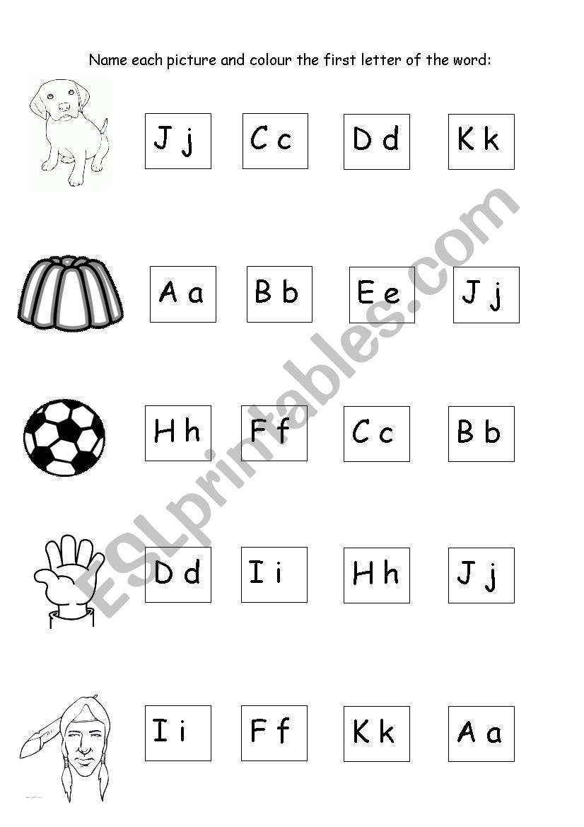 Picture-Word and First Letter Exercise