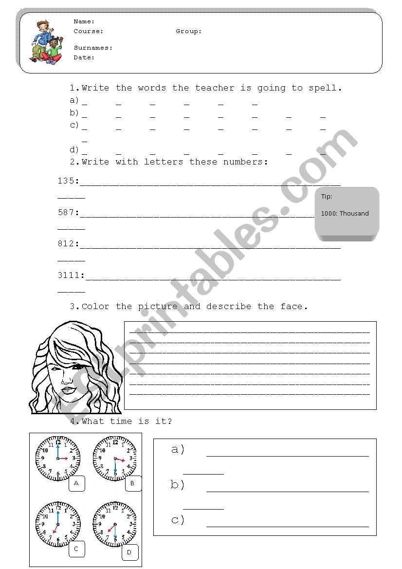 Exam Cool kids worksheet
