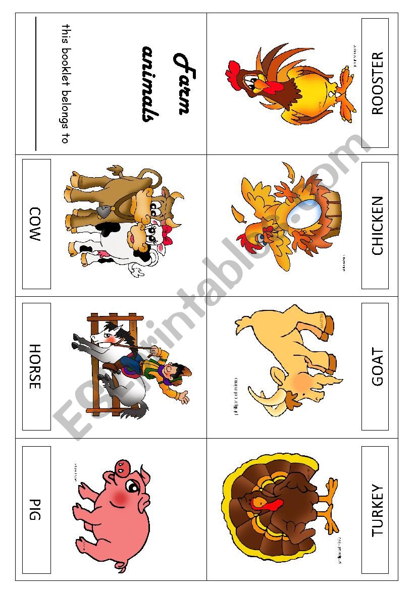 Farm animals booklet worksheet