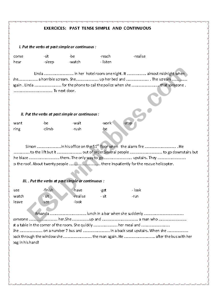 past simple and continuous - exercices