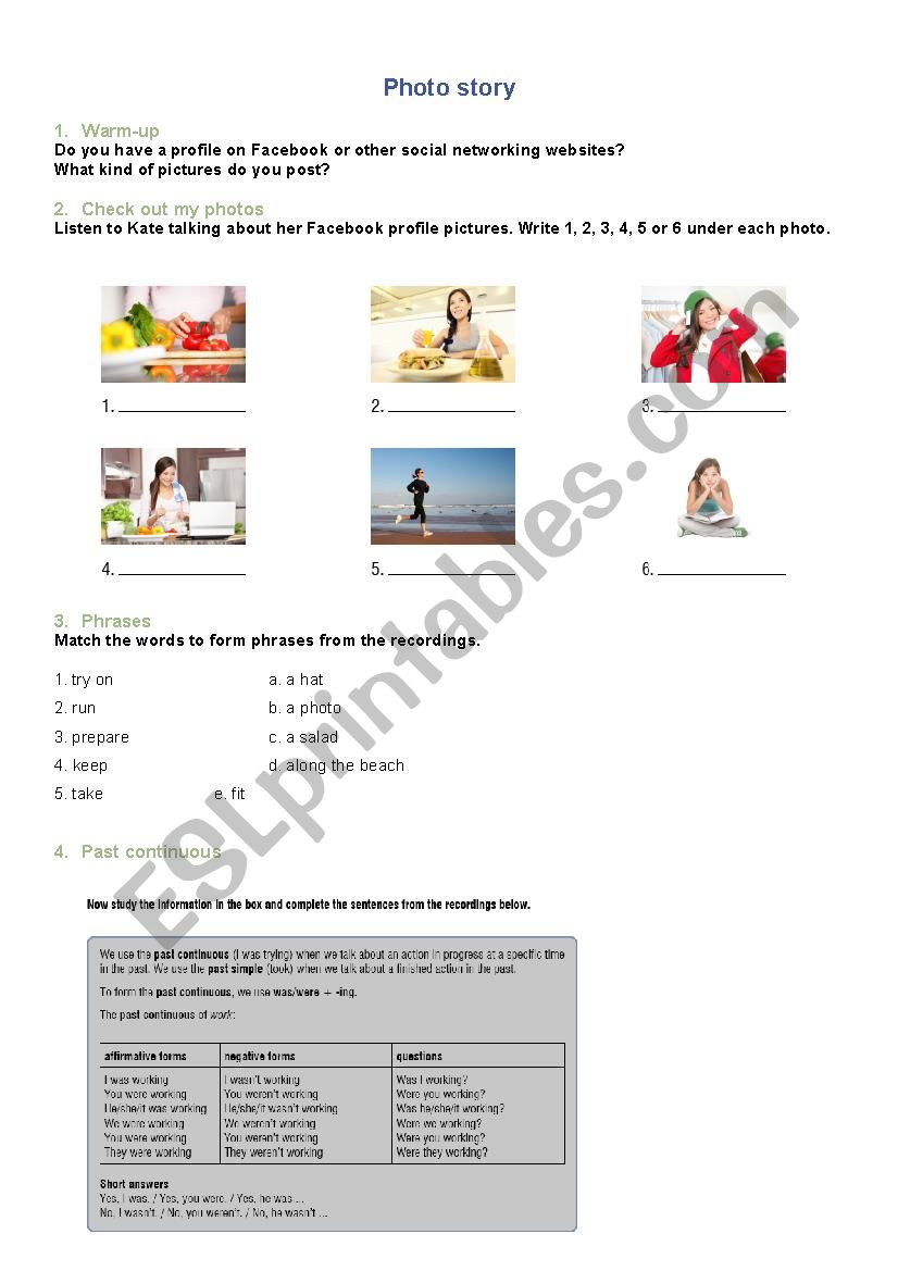 Photo story worksheet