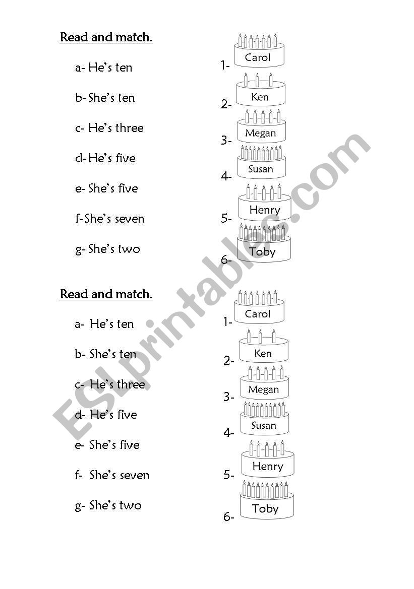 Age worksheet