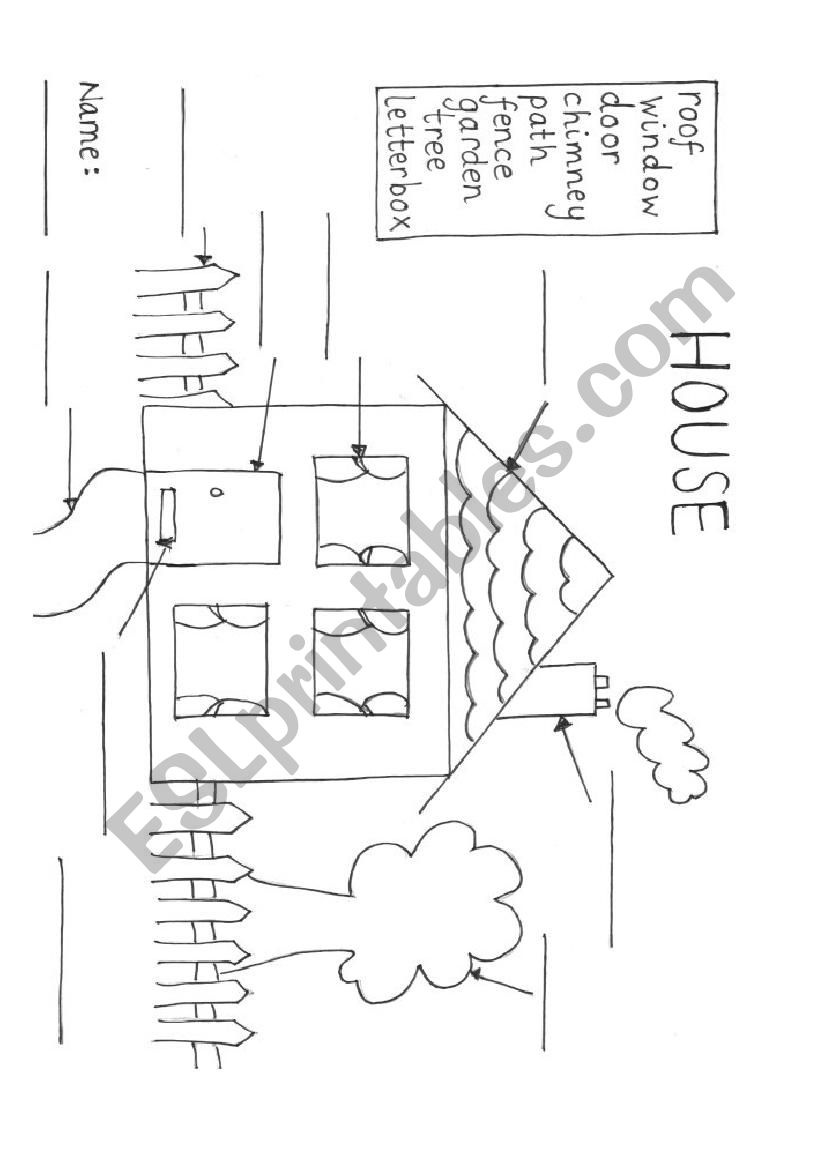 Label the House worksheet