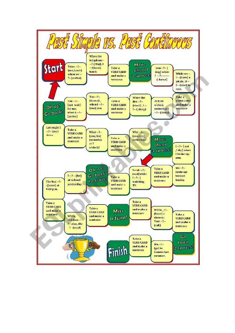 Gameboard past tense worksheet